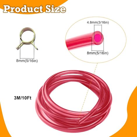 3-meter pipe + 10 buckles 3m-3/16in high temperature resistant pipe + 10 clips (1/4)