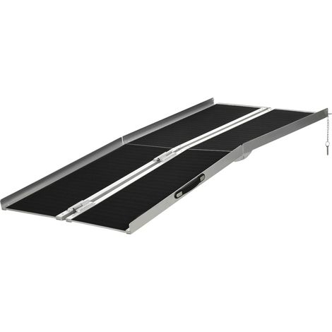 Rampe de fauteuil roulant rampe de chargement rampe d'accès antidérapante pliable avec bordures de sécurité max. 270 Kg dim. 183L x 73,5l cm alu. Noir (1/5)