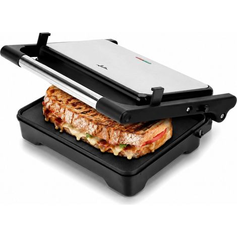 Grill à rôtir double 1500 W Grille électrique avec ouverture 180° et couvercle basculant Thermostat réglable Plaques lisses antiadhésives 26 x 16,5 cm sans PFOA Cuisine saine (1/5)