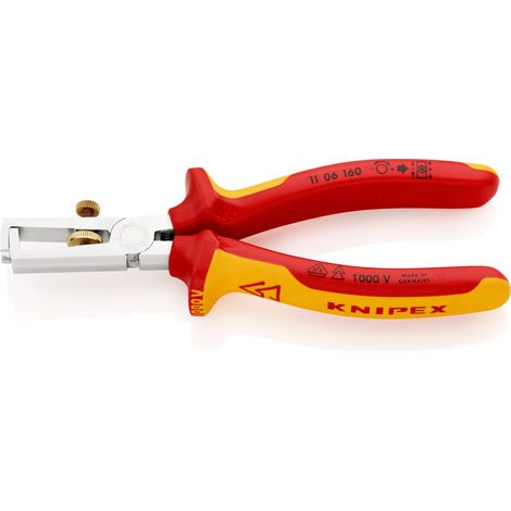 KNIPEX 11 06 160 SB Pinza spelacavi con molla di apertura universale isolati con manici rivestiti in materiale bicomponente, collaudati VDE cromata 160 mm (1/4)