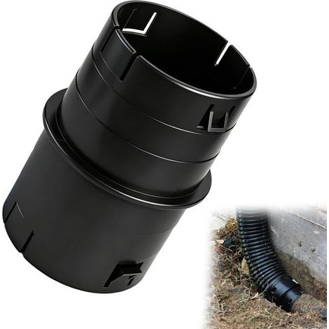Adaptateur tuyau drainage 4" - Noir, connecteur pour tuyau ondulé vers tuyau PVC, raccord drainage extérieur pour pompe de puisard (1/5)