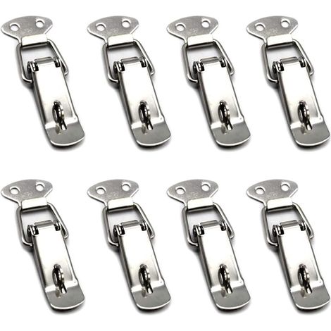 8-teiliges Set Hebel-Federverschlüsse aus Edelstahl für Werkzeugkästen, Schubladen, Schränke und Truhen – Silber