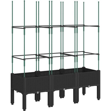 Maison Exclusive - Fioriera da Giardino con Traliccio Nera 120x40x142,5 cm in PP