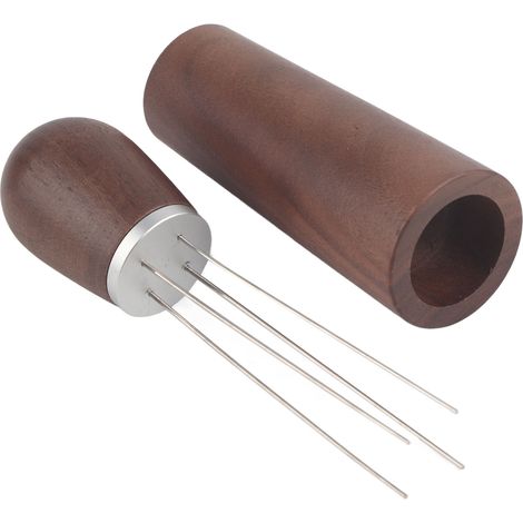 Aiguille à café multifonction avec base en bois pour distribution uniforme - Idéal pour maison, voyage, restaurant (1/5)
