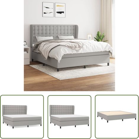 The Living Store Boxspringbett mit Matratze Hellgrau 160x200 cm Stoff - Boxspringbett - Doppelbett - Bettenrahmen - Lattenrost - Matratze (1/5)