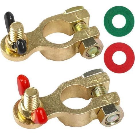 Morsetti per terminali batteria auto 12V/24V, connettore batteria in ottone con dado e alette per auto, moto e camion (1/5)