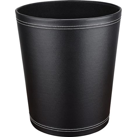 Corbeille à papier en cuir noir - 1 unité - Design moderne - Capacité standard - Bureau et maison - 22,4 cm (1/5)
