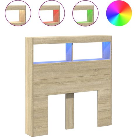 Kopfteil-Schrank mit LED Sonoma-Eiche 100x17x102 cm