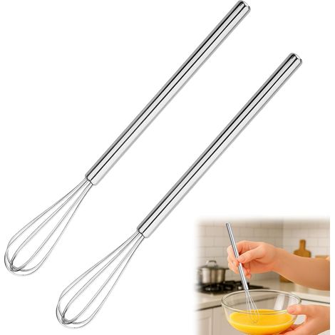 (2 Pièces)Petit Fouet Cuisine,Mini Fouet Inox Cuisine Professionnel pour Vinaigrette, Coiffeur, Batteur Manuel Outil en Mousse avec Poignée en (1/5)