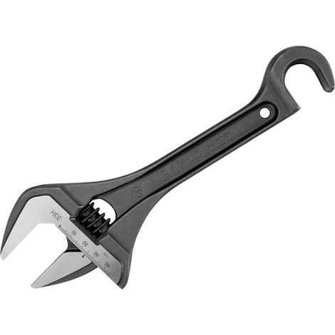 Bahco Wide Jaw Adjustable Wrench with Hook – 254.5mm Jaw Capacity (46mm) BAH33H