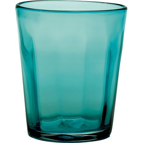 Zafferano Set 6 Bicchieri Tumbler Serie Bei in Vetro Soffiato a Bocca Lavorazione a Mano Volante Colore Verde Mare Eleganti per Tavola Quotidiana