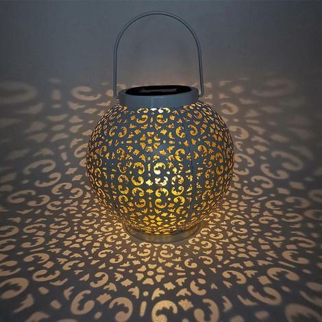 Lanterne solaire rétro à motif ajouré, décoration de jardin, éclairage LED (1/4)