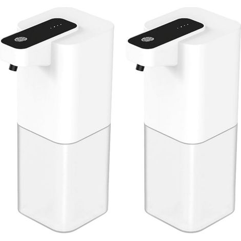 Distributeur de savon automatique (lot de 2) de 400 ml pour salle de bain, sans pression, électrique, blanc. (1/5)