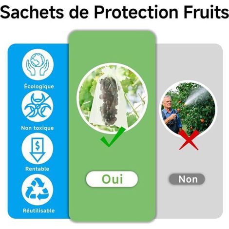 100 sacs en organza vert 15x20 cm avec cordon pour protéger fruits et légumes au jardin (1/3)