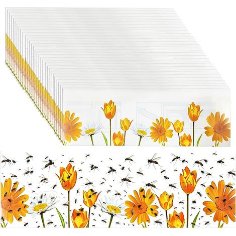 30 attrape-mouches d'intérieur, attrape-mouches fleuris, attrape-mouches autocollants, autocollants pour fenêtres, papier attrape-mouches, attrape-mouches d'intérieur transparent (1/5)