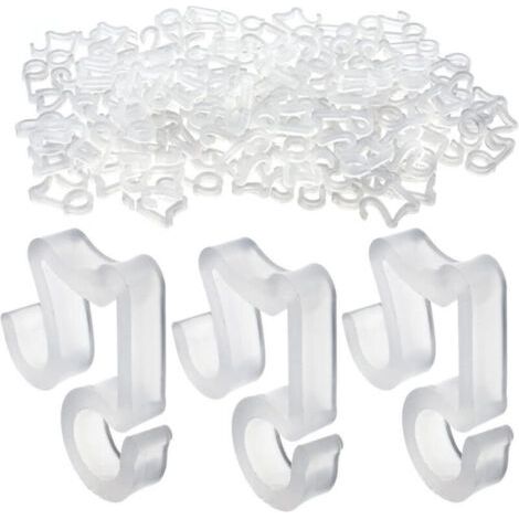 Pair Lot de 100 Blanc Plastique Crochets à Suspendre pour Guirlande Lumineuse de Noël Bardeau de Gouttière Crochets Extérieurs (1/5)