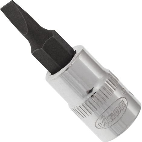 VIGOR Embout tournevis carré intérieur 6,3 mm 1/4" fente V2427N, 38 mm (1/3)