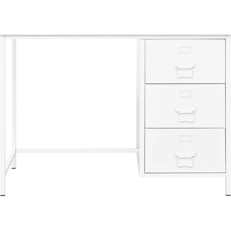 Industriedesk mit Schubladen Weiß 105x52x75 cm Stahl