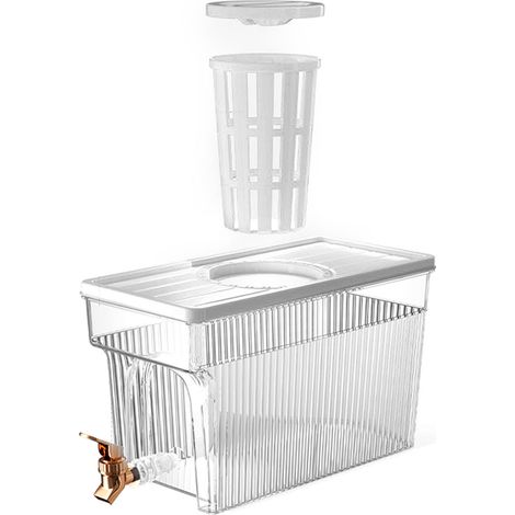 Distributeur d'eau froide 3L avec robinet, réservoir PET pour frigo, contenant à boisson pour maison et fête - Blanc (1/5)