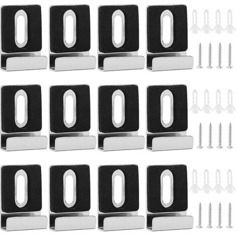 12 Pièces Supports de Miroir, Carré Fixation Miroir Support, Clips de Support de Rétroviseur en Acier Inoxydable 304, pour Famille Hôtel Accrocher et Fixer le Mirror (1/5)