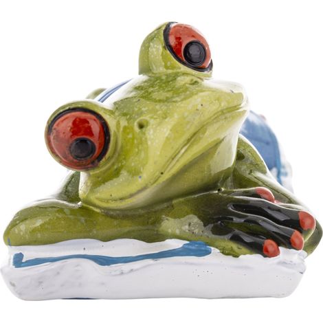 Strandbesucher-Froschfigur 5x18x6cm Frosch im Urlaub am Strand beim Sonnenbaden (1/5)