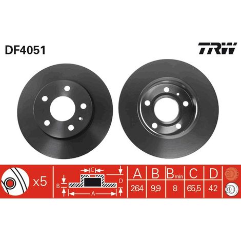 DISQUE DE FREIN ARRIÈRE DF4051 TRW (1/2)