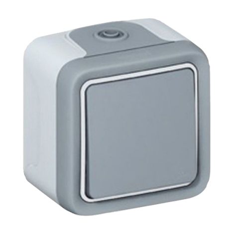 Bouton poussoir étanche 80x80x55 mm 10A pour pose en saillie IP55 250 V