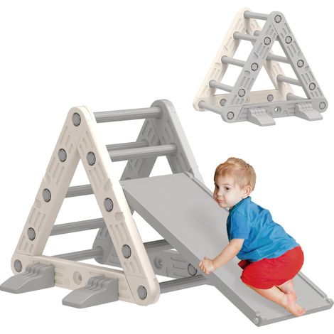 Cette structure d'escalade 3 en 1 pour enfants combine un triangle d'escalade, une rampe et un toboggan pour développer l'équilibre et la coordination. Elle se monte en 20 minutes (1/5)