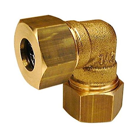 Coude laiton 90° égal - raccord bicone - Ø15 (1/2)