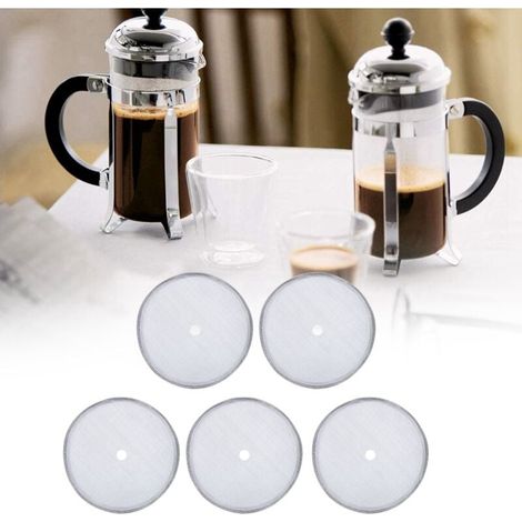 Tuserxln – Lot de 5 filtres à café en acier inoxydable 304 – Maille ultra-fine 150 mailles – Pour cafetière à piston 600 ml – Nettoyage facile (1/5)