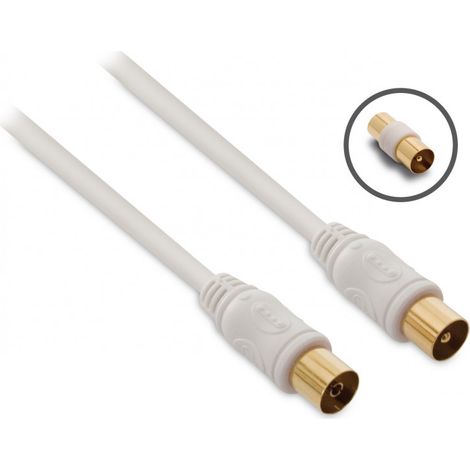 Câble TV coaxial mâle/fem. 9,52 mm avec adaptateur mâle/mâle 10 m (1/2)