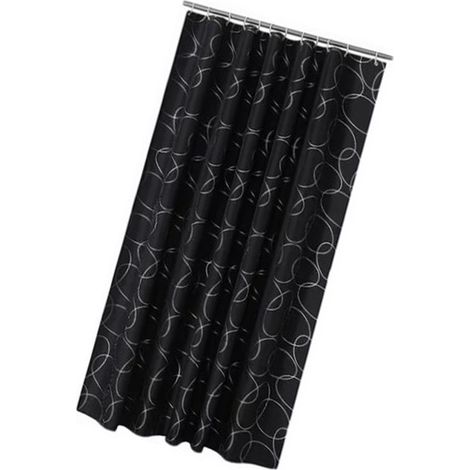 Tenda da doccia in poliestere resistente all'acqua con cerchio nero, ad asciugatura rapida, ideale per il bagno.
