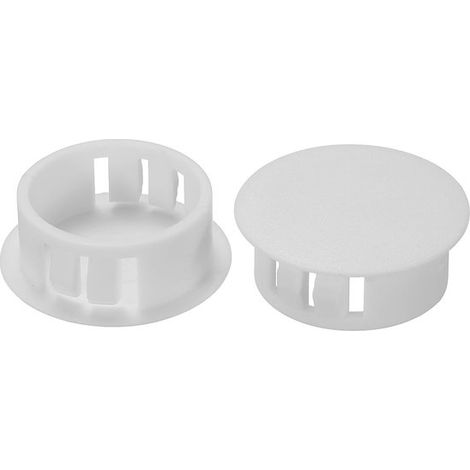 Tapones de plástico para agujeros，200 unidades，tapas planas de 25 mm (1") para agujeros redondos，color gris (1/3)