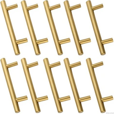 Set mit 10 goldfarbenen Edelstahl-Küchengriffen, 96 mm Lochabstand, für Schubladen und Türen