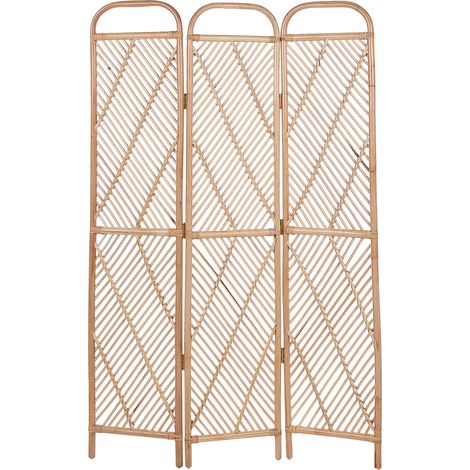 Biombo 3 paneles de ratán beige natural 106 x 180 cm separador ambientes Cosenza