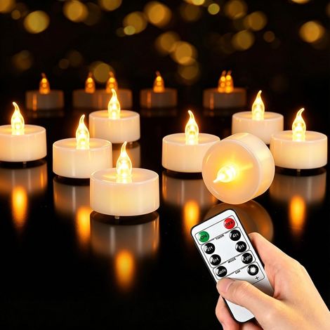 12 Bougie Chauffe Plat Bougies Led avec Minuterie Telecommande pour la Maison, la Chambre, la Table, Halloween, décoration de Noël (1/5)