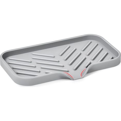 Porte-éponge en silicone pour comptoir de cuisine - Plateau de rangement pour savon à vaisselle et brosse / tasse / bol - Avec bec d'écoulement (1/5)