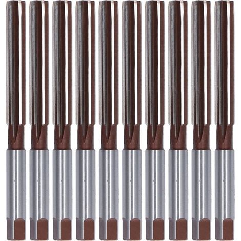 Lot de 10 alésoirs à main 6 cannelures droites système américain 9SiCr outils de quincaillerie 3/8 pouce marron rouge (1/5)