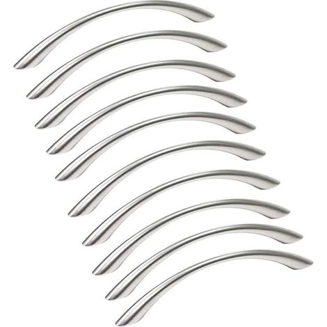 Set mit 10 Küchenschrankgriffen aus Edelstahl – Türgriffe, Oberfläche gebürstetes Nickel, 128 mm Lochabstand (1/4)