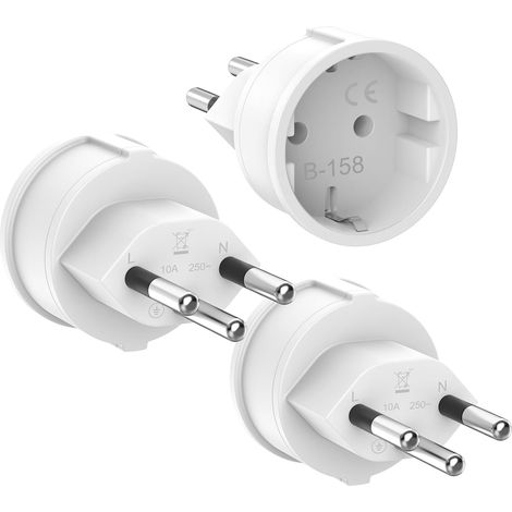 Adaptateur Prise Suisse 3 Pièces Adaptateur de Voyage Suisse, Prise Française vers Suisse, EU vers J - Socket, Adaptateur Type J pour Maldives, Rwanda, Liechtenstein (1/5)