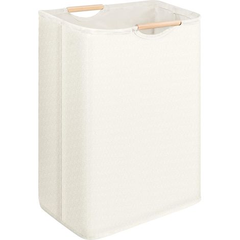 Foldable Laundry Basket, 60L Laundry Hamper with Wooden Handle, Laundry Bin for Bedroom, Bathroom, Kids Room, Travel (1/5)