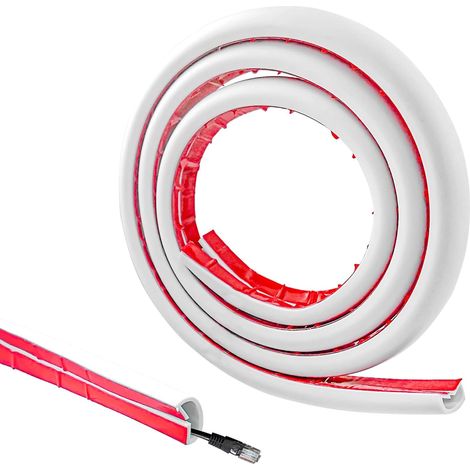 Gaine de Câbles Autocollante Blanche de 1 m,Cache-Fils Flexible 16mm x 10mm,PVC Goulotte de Câbles pour électriques,TV et Bureau (1/5)