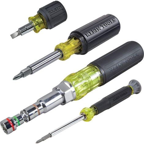 Klein Tools 80019 - Set di attrezzi con cacciavite e cacciavite, 28 diverse punte e dimensioni industriali, 4 pezzi, colore: nero (1/5)