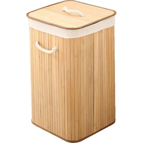 Cesto Para Ropa Sucia Con Tapa - Bambú - 72 L - Plegable - Bolsa Extraíble Y Lavable En Máquina - Para Dormitorio O Lavandería - 1 Unidad (1/5)