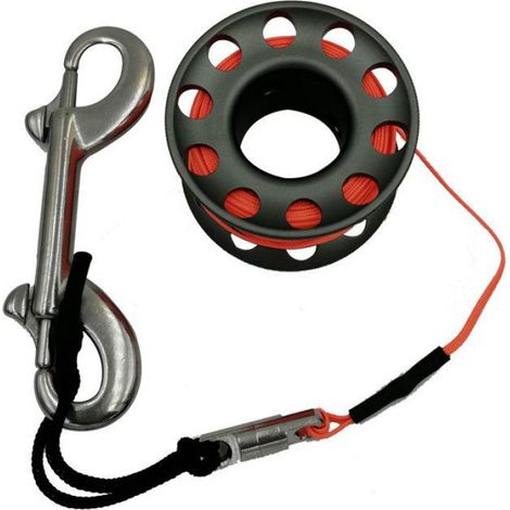 Bobine de plongée mini avec mousqueton en alliage d'aluminium pour plongée libre-Gris 20M Orange Line (1/4)