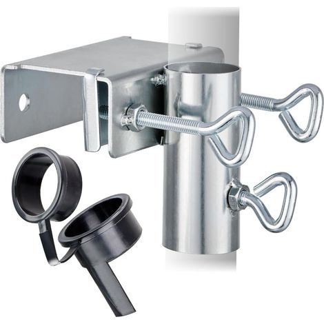 Support de parasol en acier galvanisé - Support de balustrade de balcon réglable avec 1 adaptateur - Support de parasol robuste pour parapet de balcon (1/5)