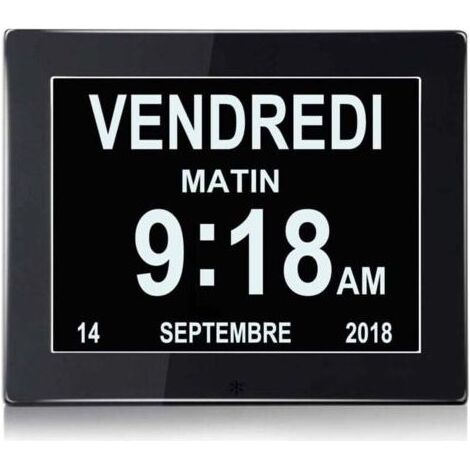 Horloge murale numérique avec calendrier - Grand écran LCD pour personnes âgées (1/4)