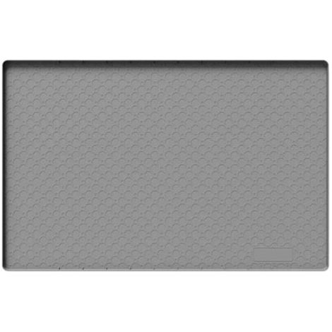 Tapis d'évier multifonctionnel en silicone gris, antidérapant et résistant à la chaleur – idéal pour les plans de travail d'évier, facilite le séchage et le nettoyage. 86 x 56 cm (1/5)