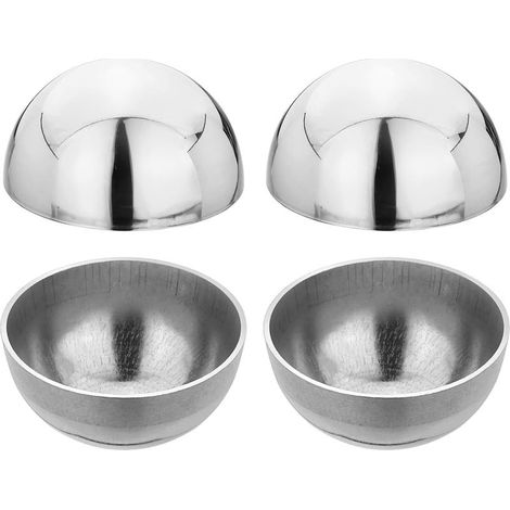 4Pcs Demi-Sphères Creuses en Acier Inoxydable, 31mm(1.22") Dia. Boules De Décoration Bouchons De Rampe Creux Polis Miroir pour Main Courante D'escalier Maison Extérieure