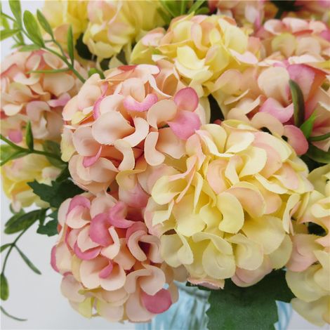 Hortensia artificiel 10 pièces bleu réaliste facile d'entretien en tissu décoration florale pour mariage maison fête intérieur extérieur